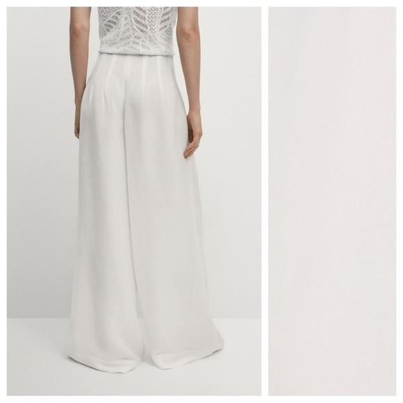 NWT. Massimo Dutti Limited Edition Ivory Wool/Viscose/Silk Blend Trouser. Size 2 - Picture 3 of 12